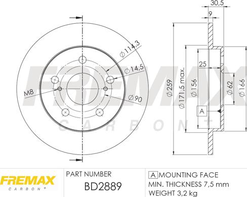 FREMAX BD-2889 - Тормозной диск avtokuzovplus.com.ua