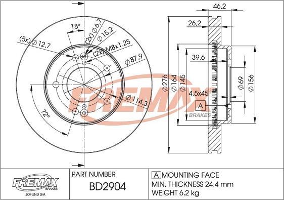 FREMAX BD-2904 - Гальмівний диск autocars.com.ua