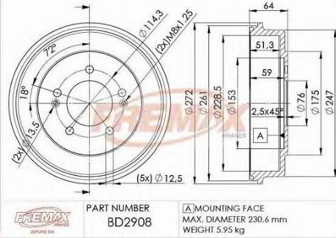 FREMAX BD-2908 - Гальмівний барабан autocars.com.ua