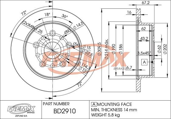 FREMAX BD-2910 - Гальмівний диск autocars.com.ua