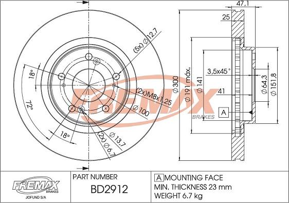 FREMAX BD-2912 - Гальмівний диск autocars.com.ua