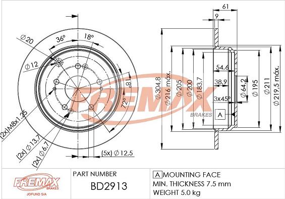 FREMAX BD-2913 - Тормозной диск autodnr.net