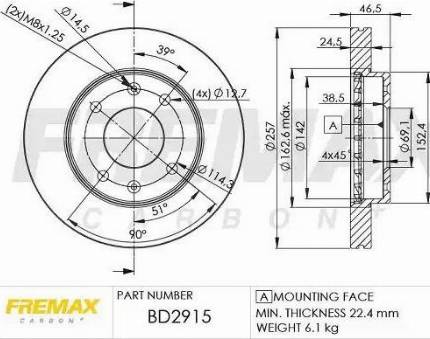 FREMAX BD-2915 - Тормозной диск avtokuzovplus.com.ua