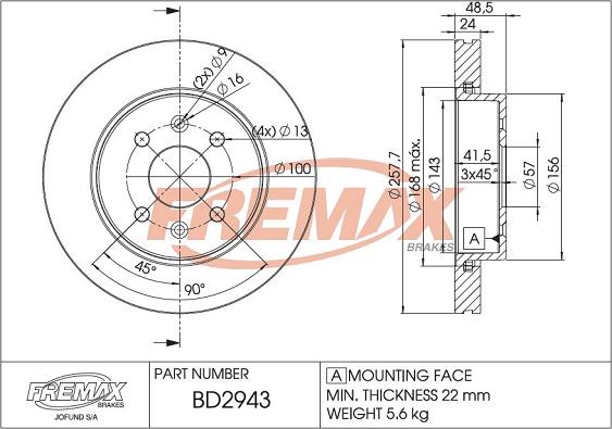 FREMAX BD-2943 - Гальмівний диск autocars.com.ua