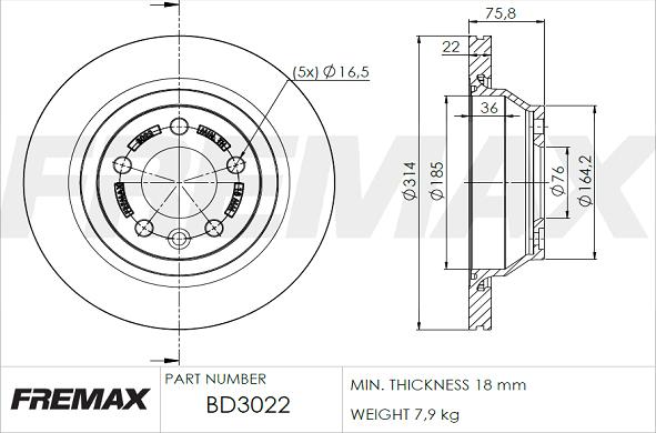 FREMAX BD-3022 - Гальмівний диск autocars.com.ua