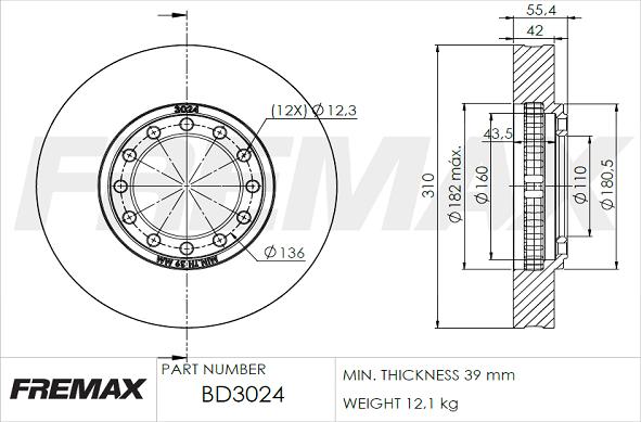 FREMAX BD-3024 - Тормозной диск avtokuzovplus.com.ua