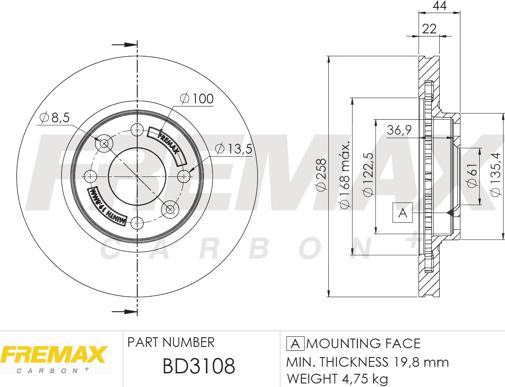 FREMAX BD-3108 - Тормозной диск avtokuzovplus.com.ua