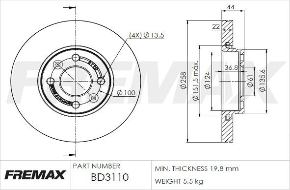 FREMAX BD-3110 - Гальмівний диск autocars.com.ua