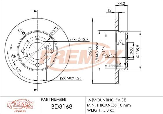 FREMAX BD-3168 - Гальмівний диск autocars.com.ua