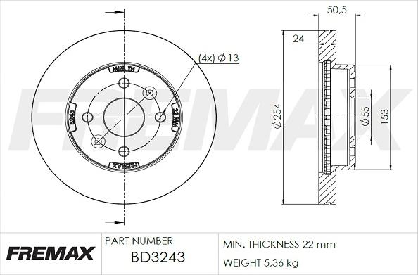 FREMAX BD-3243 - Тормозной диск avtokuzovplus.com.ua