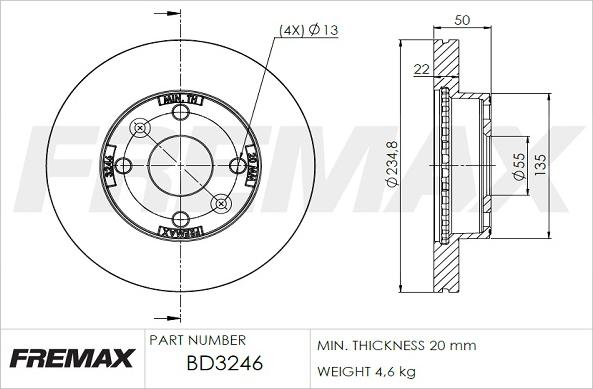 FREMAX BD-3246 - Гальмівний диск autocars.com.ua