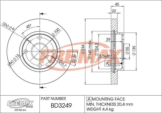 FREMAX BD-3249 - Тормозной диск avtokuzovplus.com.ua