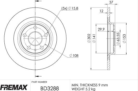 FREMAX BD-3288 - Тормозной диск avtokuzovplus.com.ua