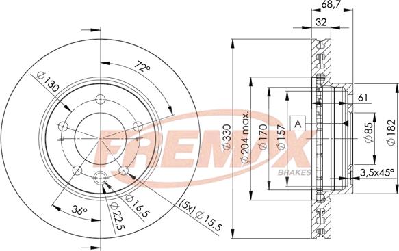 FREMAX BD-3326 - Тормозной диск avtokuzovplus.com.ua