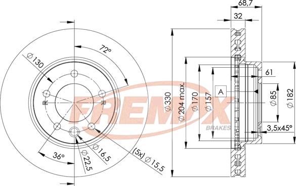 FREMAX BD-3327 - Тормозной диск avtokuzovplus.com.ua