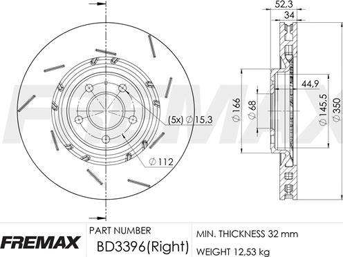 FREMAX BD-3396 - Тормозной диск avtokuzovplus.com.ua