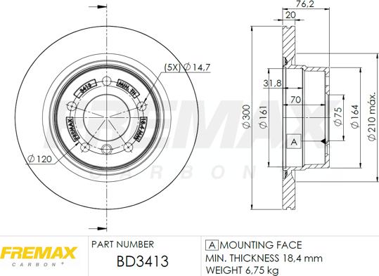 FREMAX BD-3413 - Тормозной диск avtokuzovplus.com.ua