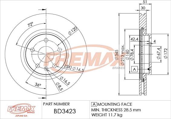 FREMAX BD-3423 - Гальмівний диск autocars.com.ua