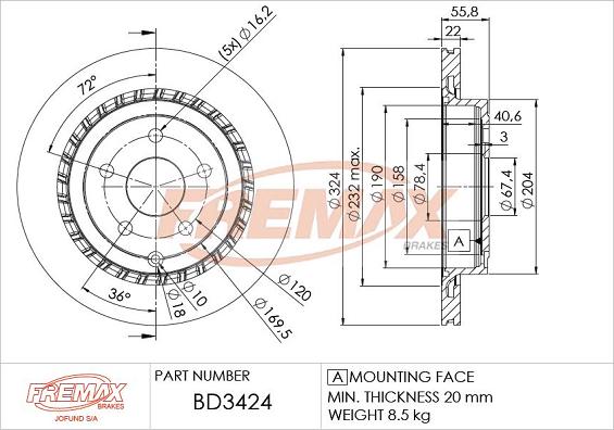 FREMAX BD-3424 - Гальмівний диск autocars.com.ua