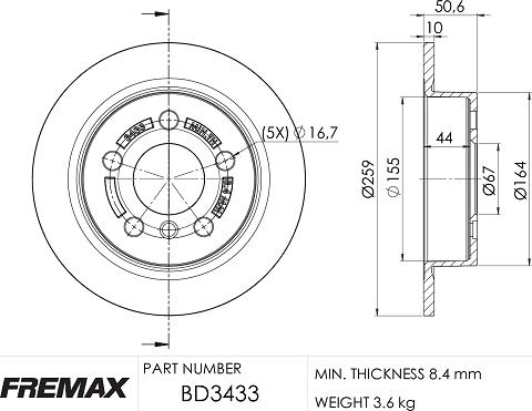 FREMAX BD-3433 - Гальмівний диск autocars.com.ua