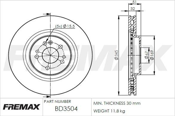 FREMAX BD-3504 - Тормозной диск avtokuzovplus.com.ua