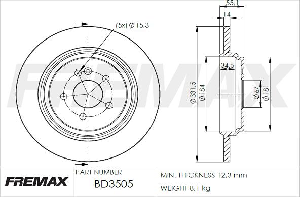 FREMAX BD-3505 - Тормозной диск avtokuzovplus.com.ua