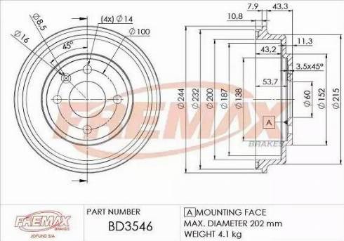 FREMAX BD-3546 - Гальмівний барабан autocars.com.ua