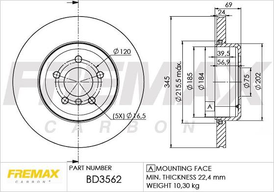 FREMAX BD-3562 - Гальмівний диск autocars.com.ua