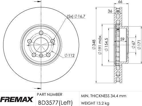 FREMAX BD-3577 - Гальмівний диск autocars.com.ua