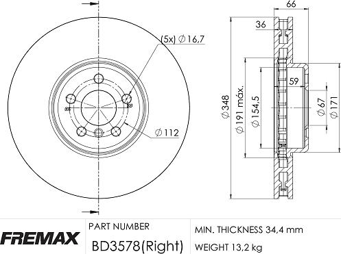 FREMAX BD-3578 - Гальмівний диск autocars.com.ua