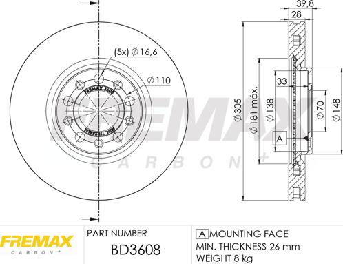 FREMAX BD-3608 - Тормозной диск avtokuzovplus.com.ua