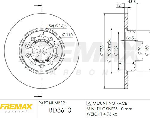 FREMAX BD-3610 - Тормозной диск avtokuzovplus.com.ua