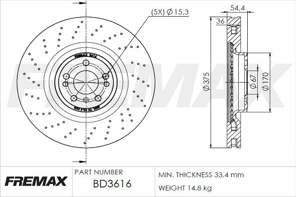 FREMAX BD-3616 - Тормозной диск avtokuzovplus.com.ua