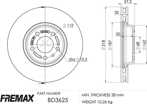 FREMAX BD-3625 - Тормозной диск avtokuzovplus.com.ua