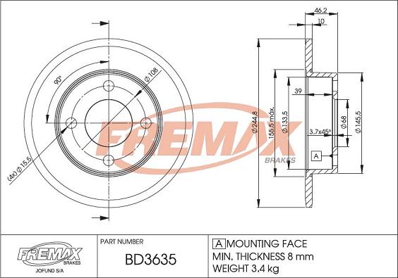 FREMAX BD-3635 - Тормозной диск avtokuzovplus.com.ua