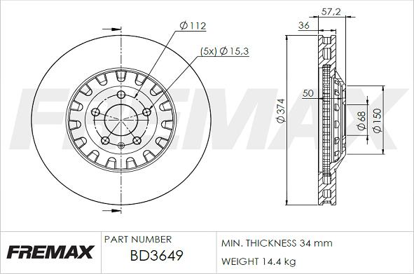 FREMAX BD-3649 - Гальмівний диск autocars.com.ua