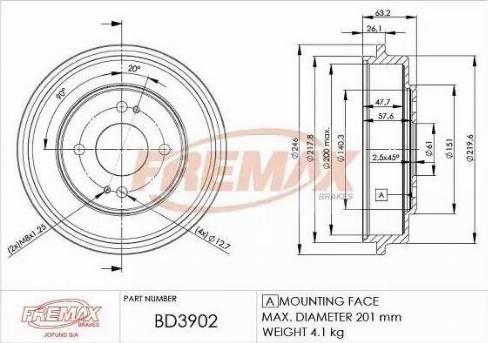 FREMAX BD-3902 - Тормозной барабан avtokuzovplus.com.ua