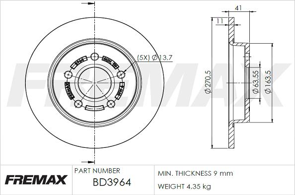 FREMAX BD-3964 - Тормозной диск avtokuzovplus.com.ua