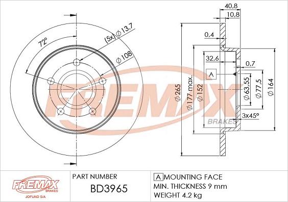 FREMAX BD-3965 - Тормозной диск avtokuzovplus.com.ua