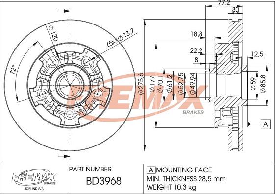 FREMAX BD-3968 - Тормозной диск avtokuzovplus.com.ua