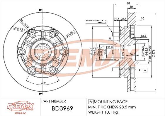 FREMAX BD-3969 - Гальмівний диск autocars.com.ua