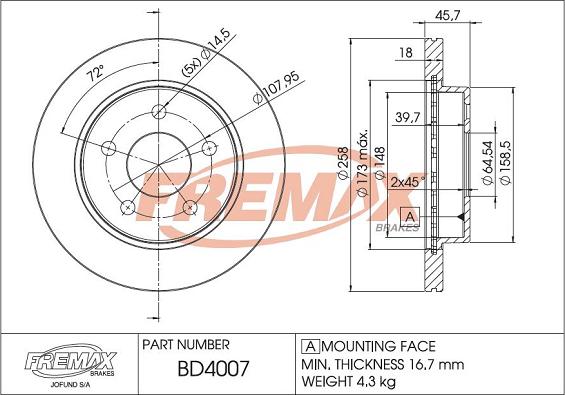 FREMAX BD-4007 - Гальмівний диск autocars.com.ua