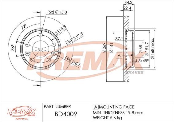 FREMAX BD-4009 - Тормозной диск avtokuzovplus.com.ua