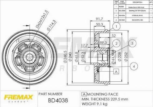 FREMAX BD-4038 - Гальмівний барабан autocars.com.ua