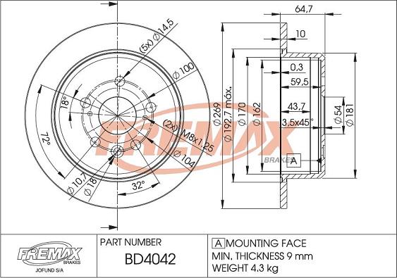 FREMAX BD-4042 - Тормозной диск avtokuzovplus.com.ua