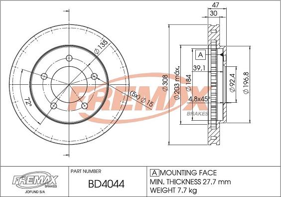 FREMAX BD-4044 - Тормозной диск avtokuzovplus.com.ua