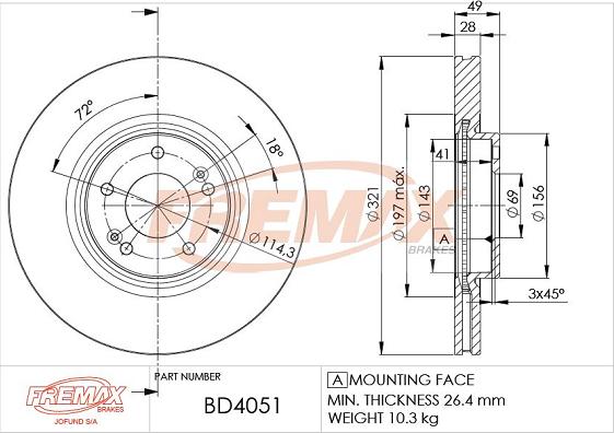 FREMAX BD-4051 - Тормозной диск avtokuzovplus.com.ua