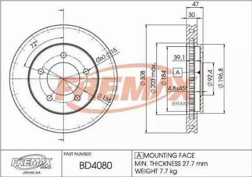 FREMAX BD-4080 - Тормозной диск avtokuzovplus.com.ua