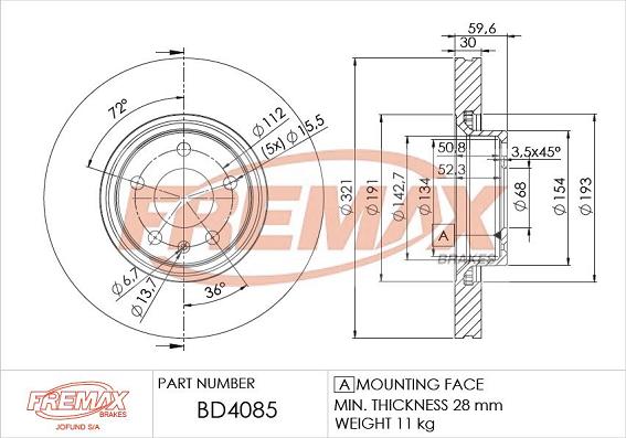 FREMAX BD-4085 - Гальмівний диск autocars.com.ua