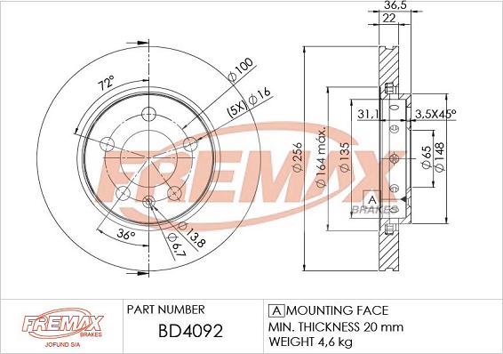 FREMAX BD-4092 - Тормозной диск autodnr.net